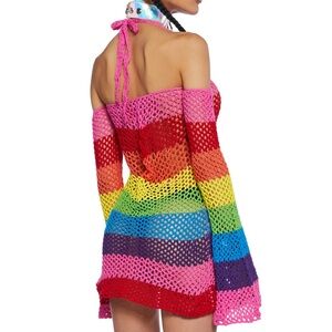 CLUB EXX FUNDAY VIBES CROCHET MINI DRESS Size Small